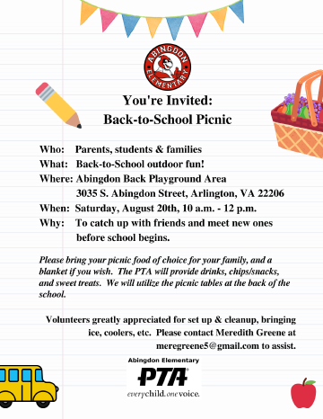 Folleto de picnic de regreso a clases