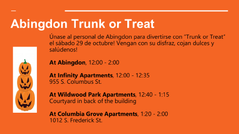 AP's Trunk or Treat flyer in Spanish