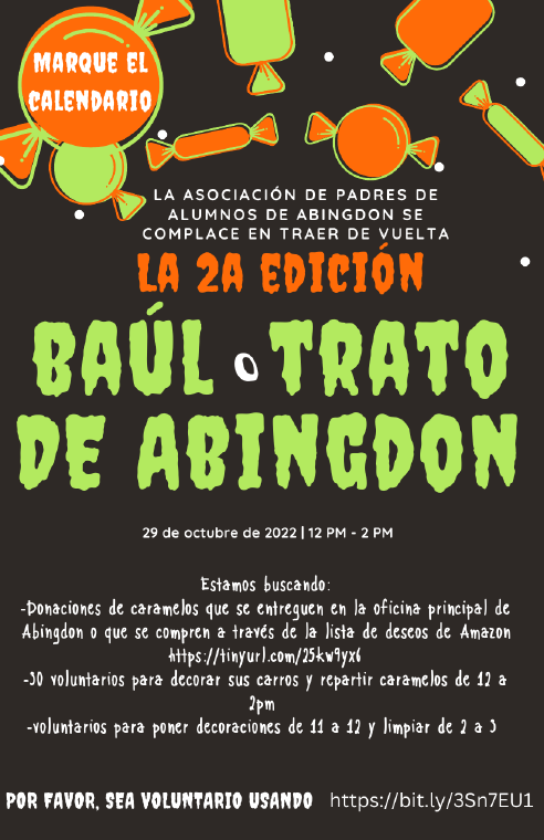 Trunk or Treat flyer in Spanish