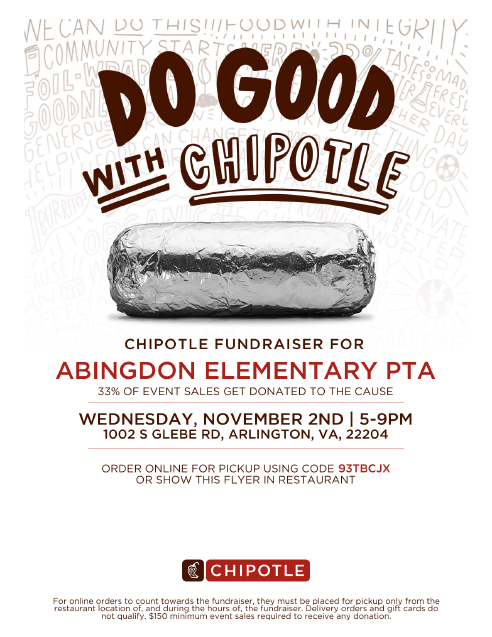 Chipotle Spirit Night flyer