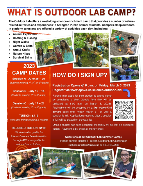 Outdoor Lab Summer Camp brochure in English
