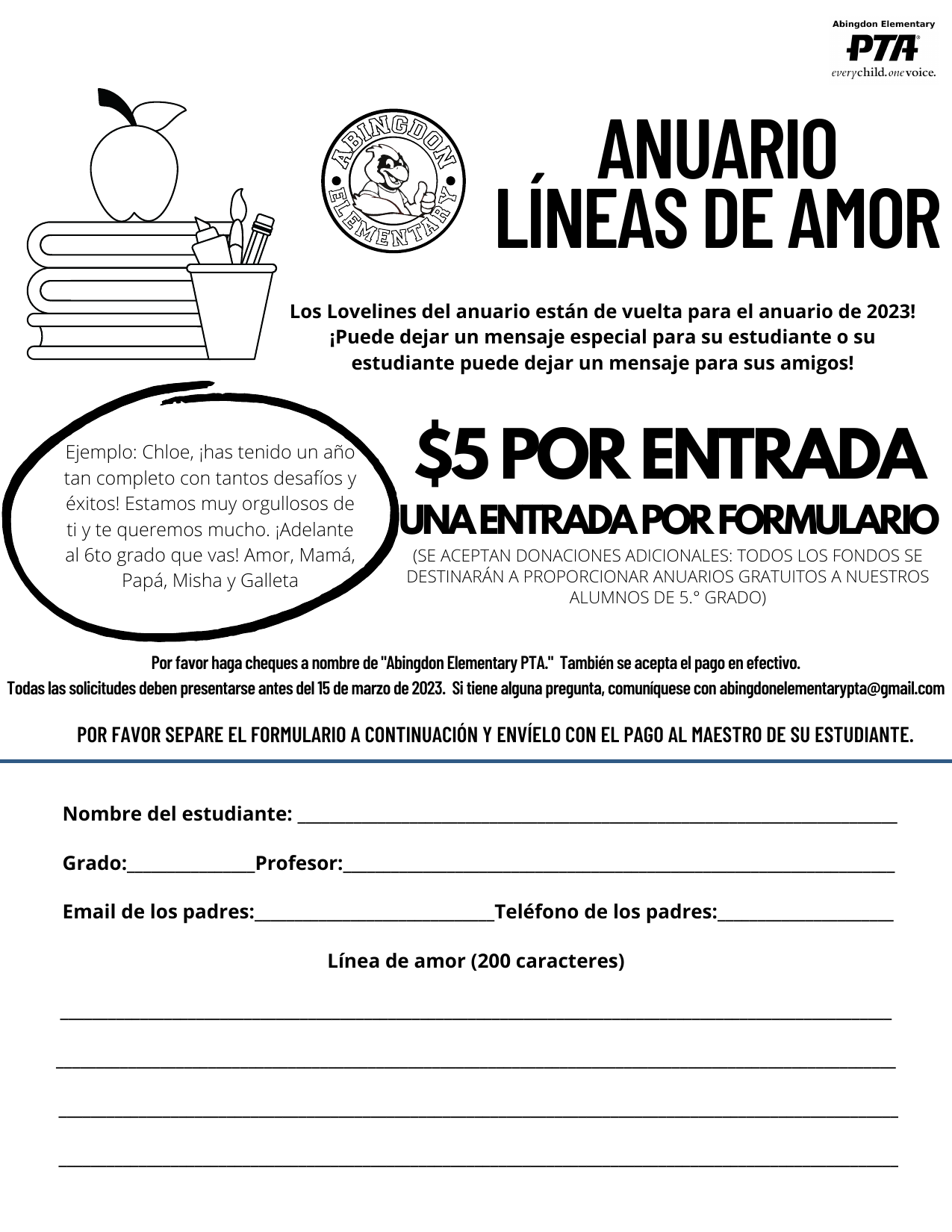 Black and White Lovelines form in Spanish
