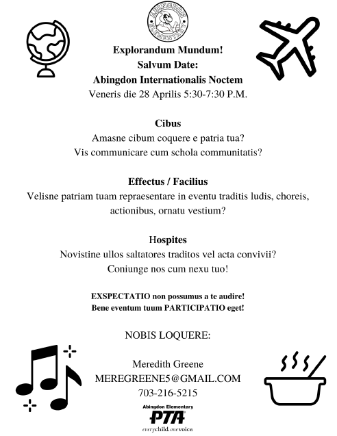 International Night flyer in Latin