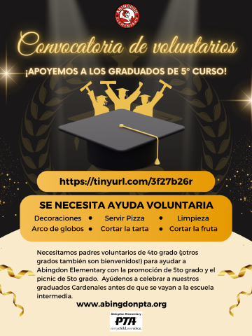 Folleto de voluntarios de graduación