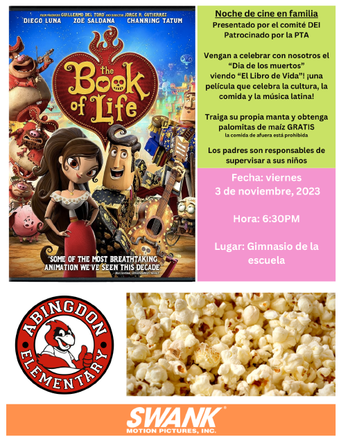 Movie Night flyer in Spanish