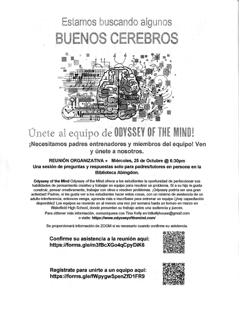 Odyssey of the Mind flyer in Spanish