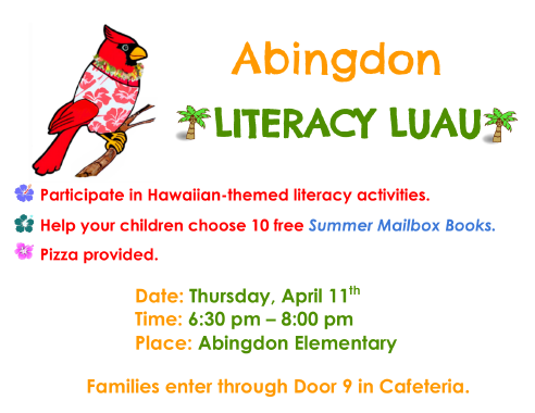 Literacy Night flyer in English