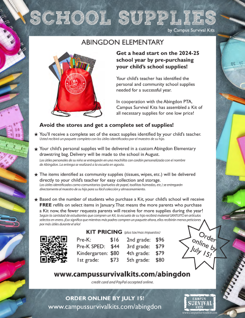 School Supplies Kit Flyer