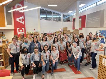 Abingdon staff wearing PTA-supplied Spirit Gear