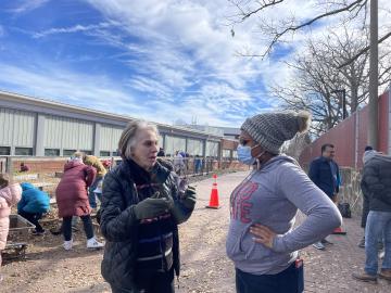 Volunteers talking