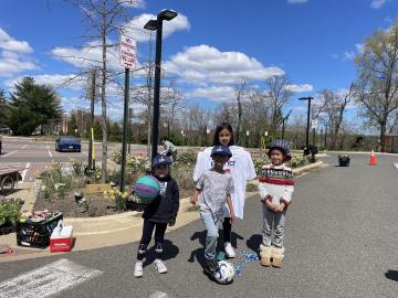 Photo of volunteers planting the pollinator garden